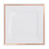 9.5 In. White/Rose Gold Line Square Plates | 10 Count